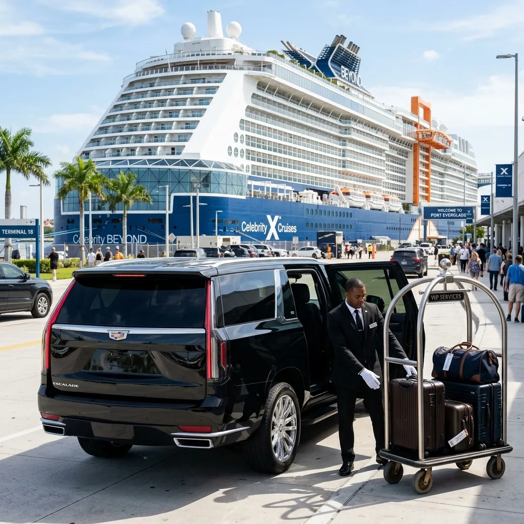 Chauffeur loading luggage at Florida cruise terminal
